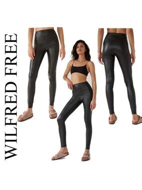 ARITZIA Wilfred Free Black Daria Faux leather pleather leggings S high waisted